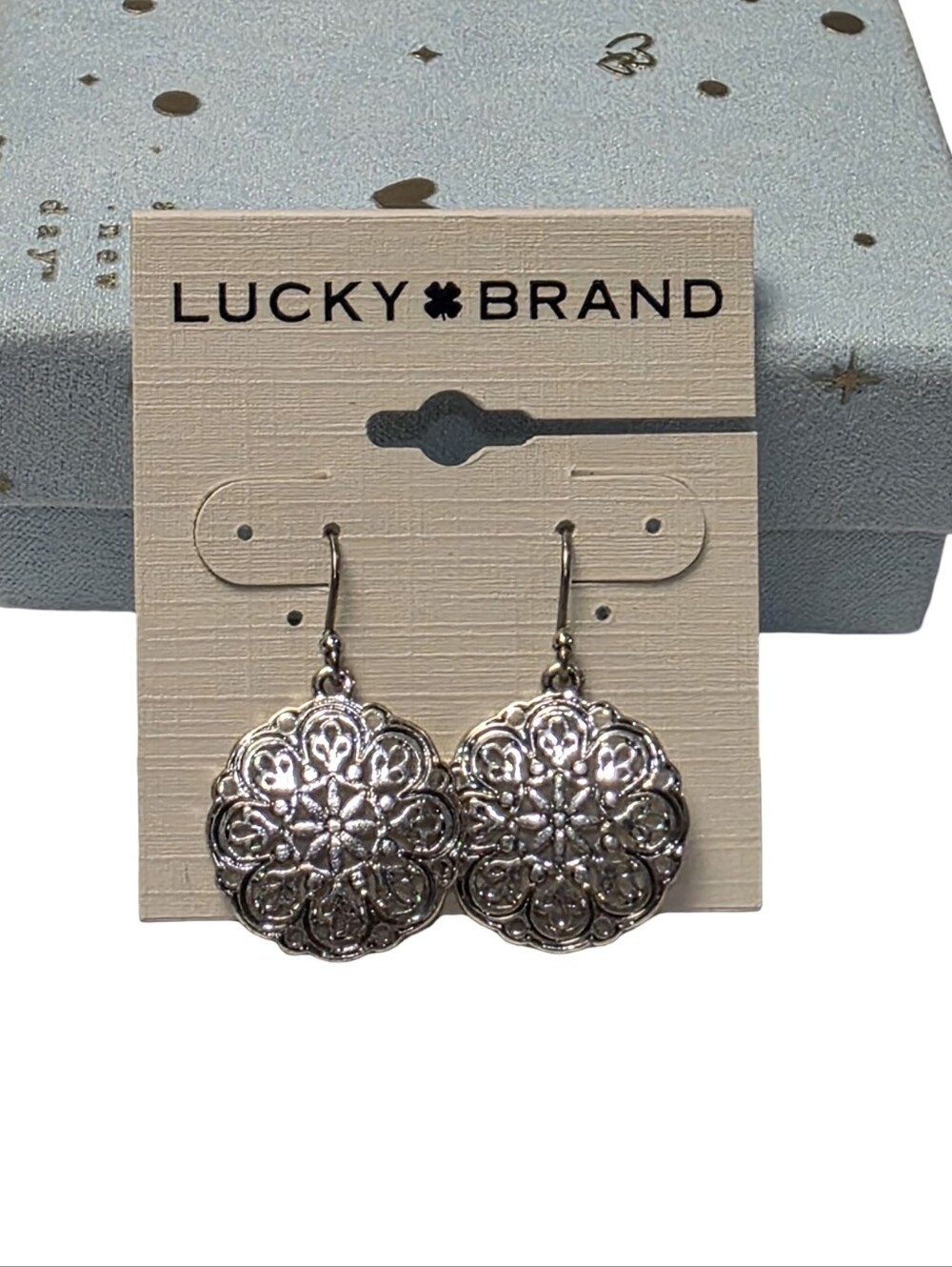 Lucky Brand Silver Filigree Drop Earrings New